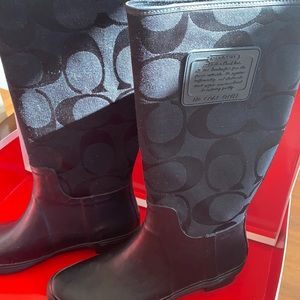 Black Coach Rain Boots (Size 6)